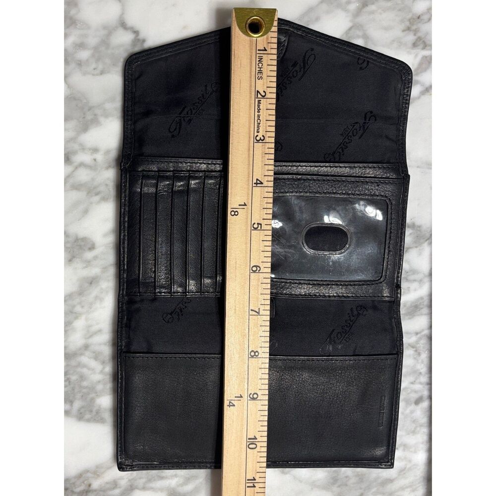 Fossil Women's Black Leather Trifold Wallet Organizer Snap Clutch Y2K Vintage - Picture 8 of 10